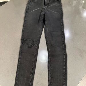 Topshop Black Skinny Jeans with Distressed Detail